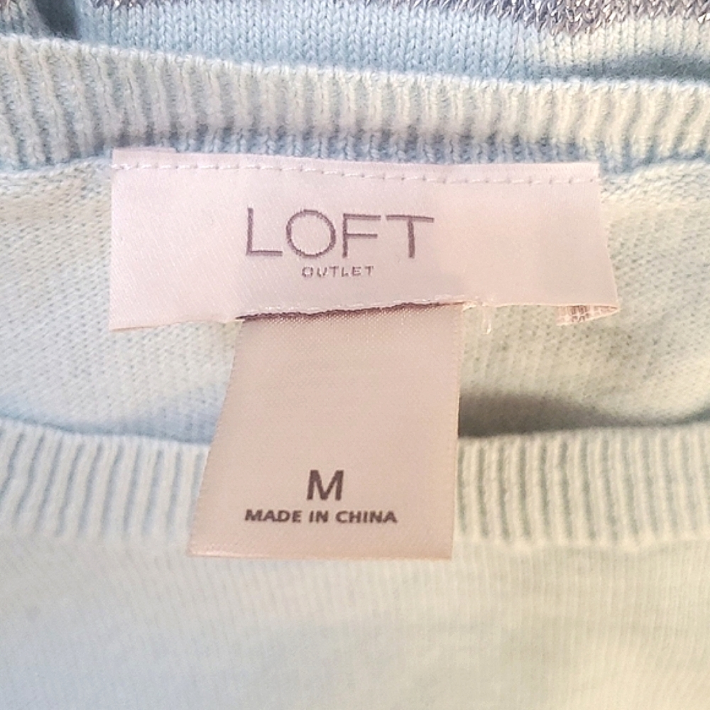 LOFT Outlet Sky Blue & Silver Sparkle Sweater, size Medium - Picture 8 of 8